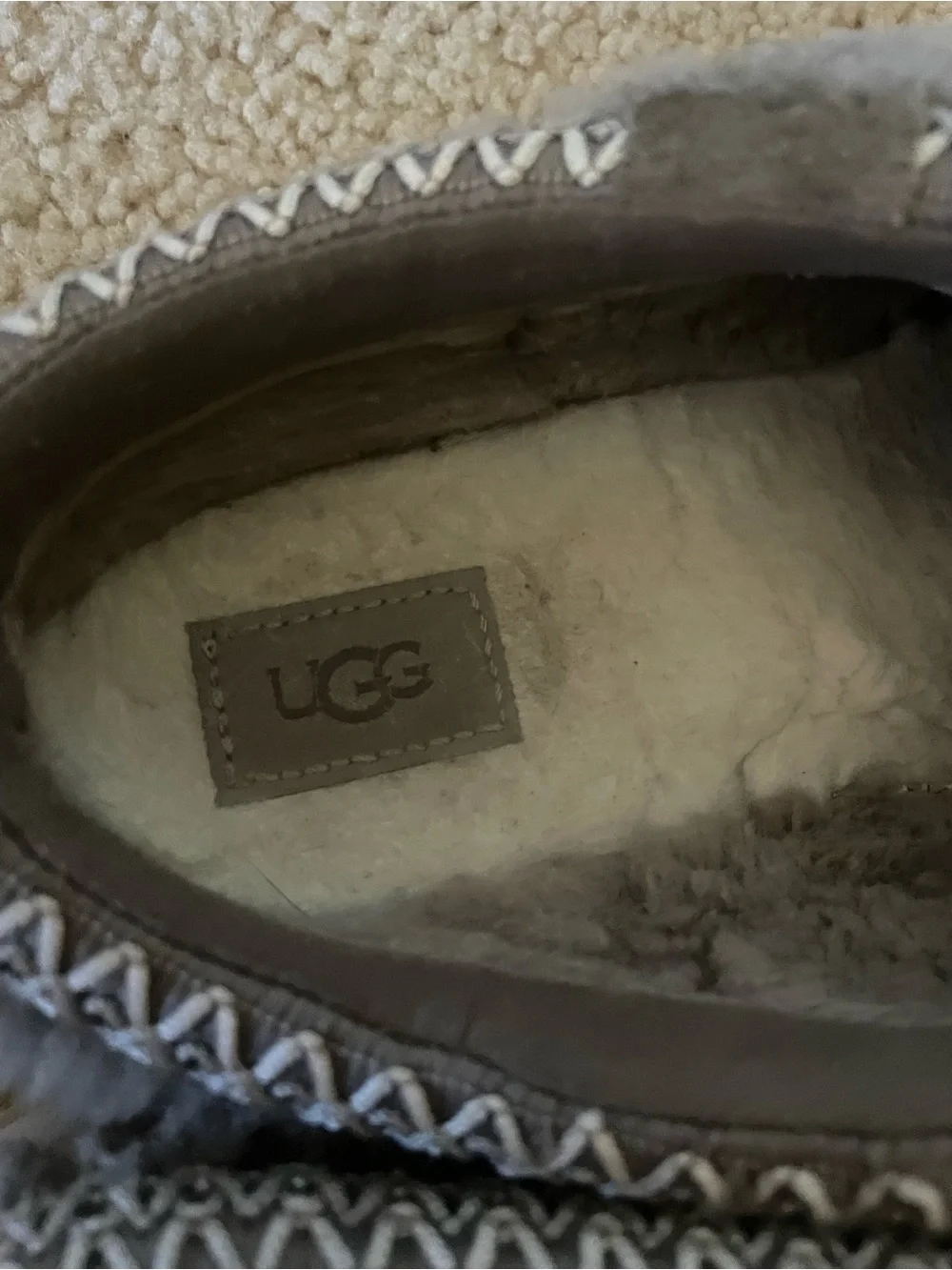 UGG Taupe Braided Shearling Slip-On Clog